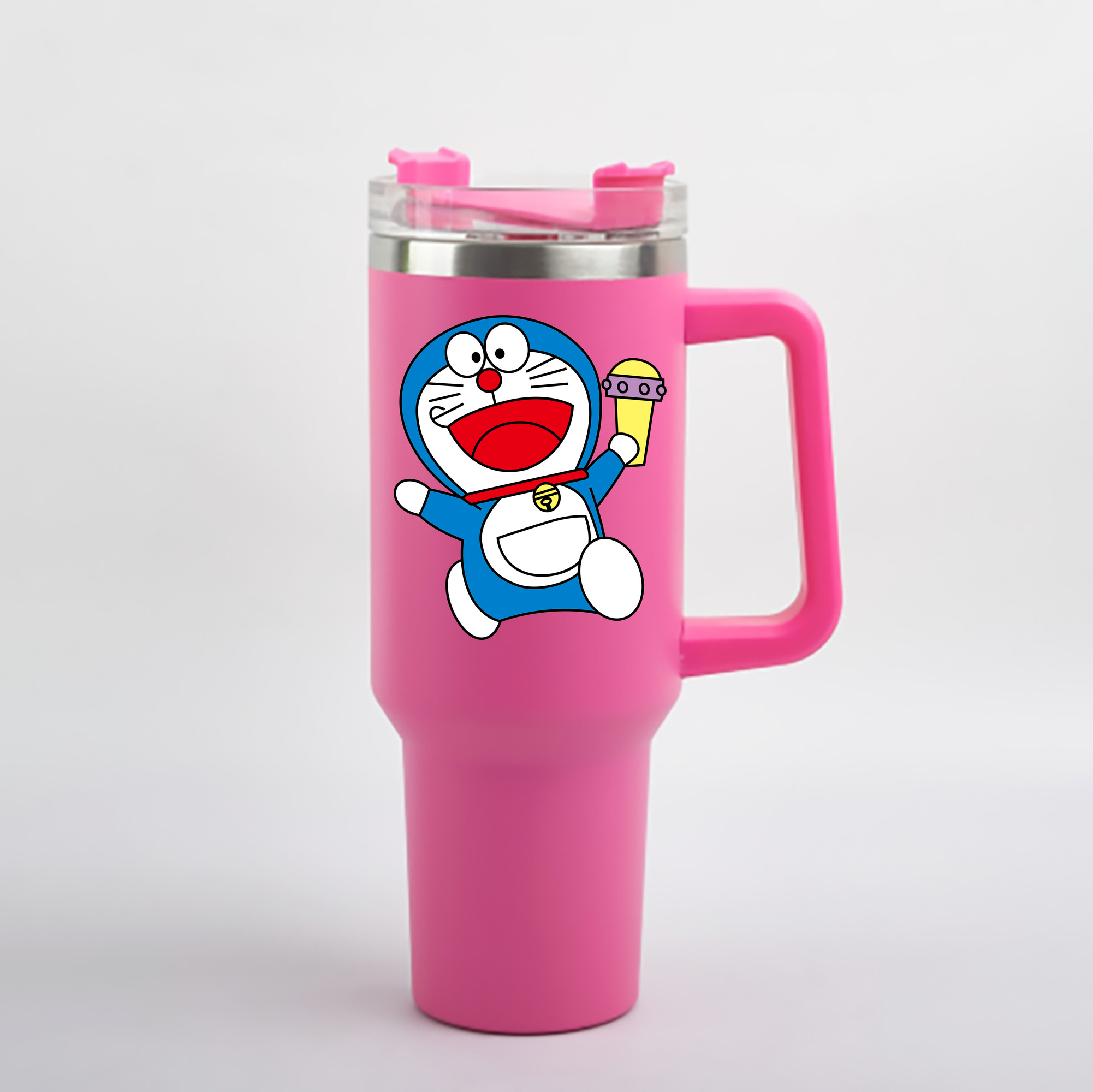 （画像用） ドラえもん Doraemon 1200mL車用タンブラー - クリスタルステッカー（プラスチックストロー付き）